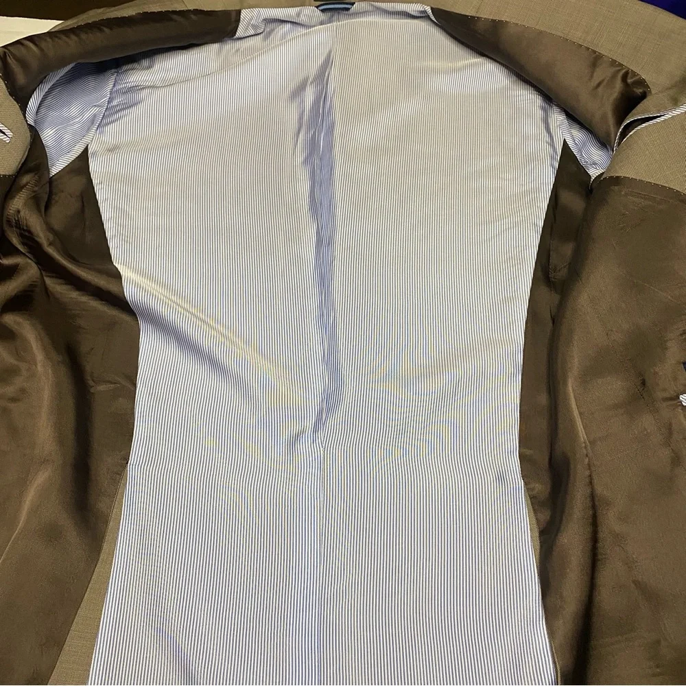 Tommy Hilfiger Sport Coat Blazer Men 44L Tan Brown 100% Wool Two Button